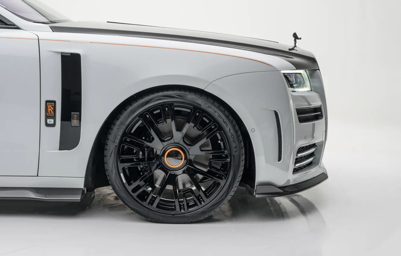 Photo wallpaper white background, Mansory, Rolls-Royce Ghost, rim, body part, New Ghost