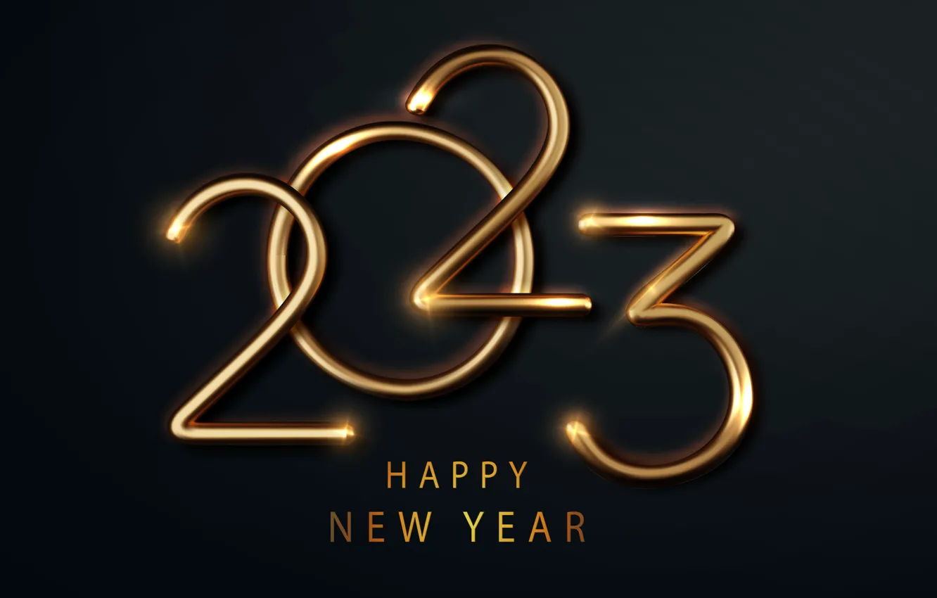 Photo wallpaper gold, New Year, figures, metal, golden, happy, New Year, glitter