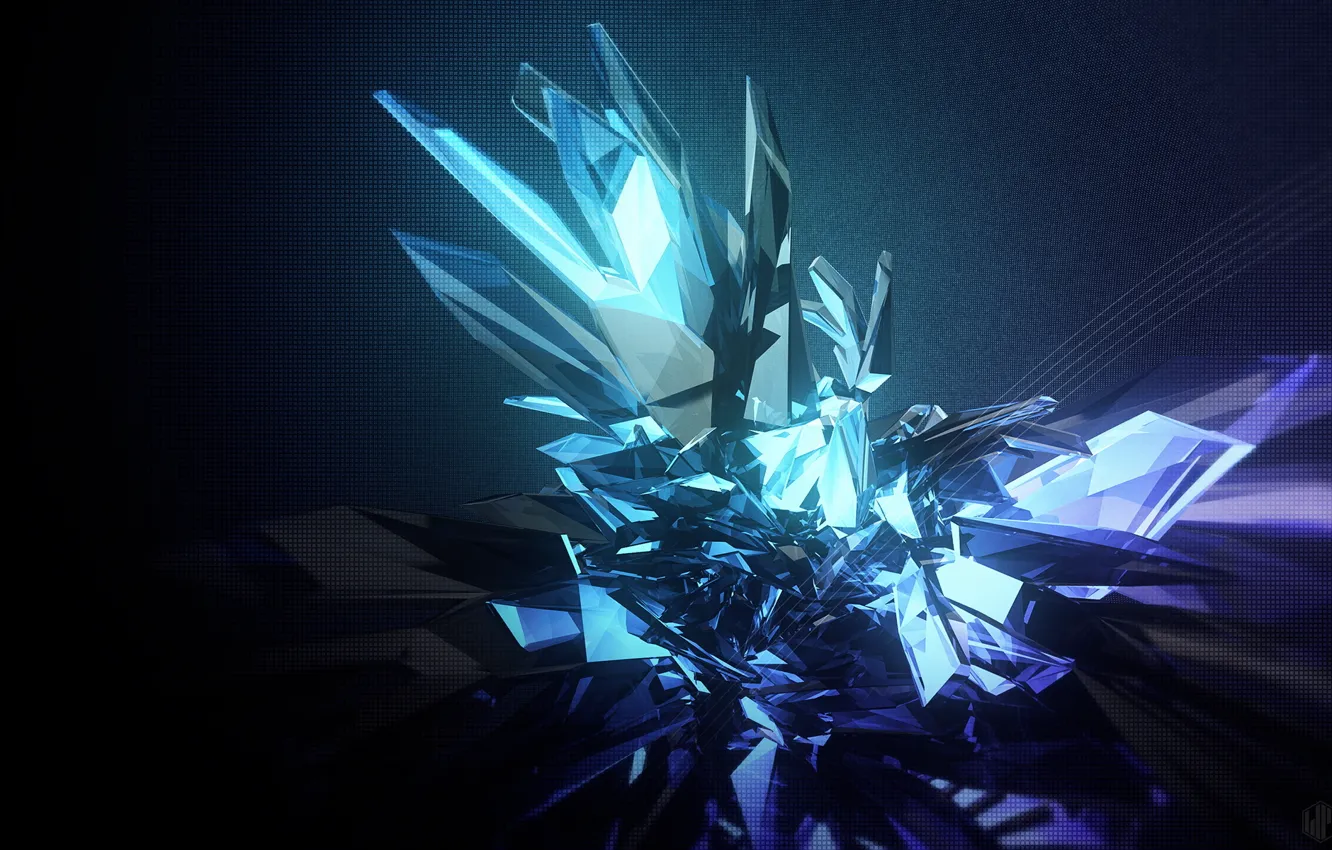 Photo wallpaper crystal, abstraction, faces, render, abstraction