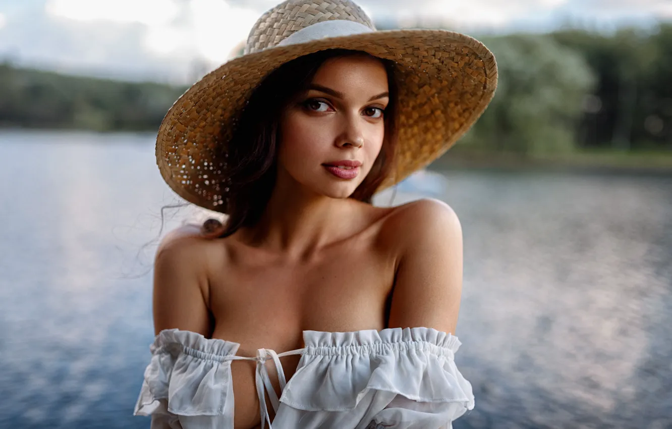 Photo wallpaper look, girl, close-up, hat, George Chernyadev, Georgy Chernyadyev, Angelica Svoykina, Angelika Pimenova