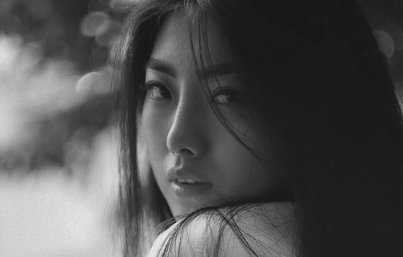 Photo wallpaper portrait, black and white, Asian, Sergey Dorokhin