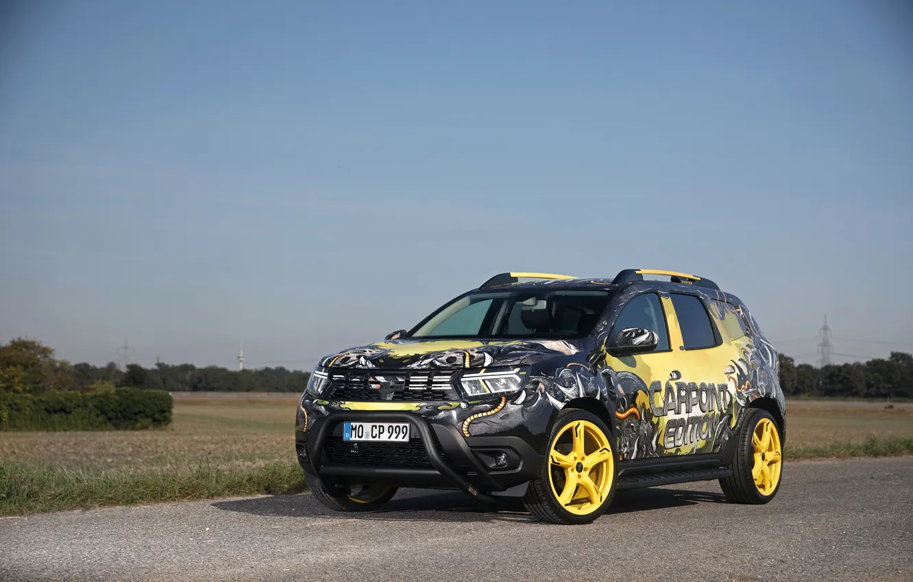 Photo wallpaper auto, yellow discs, Dacia Duster