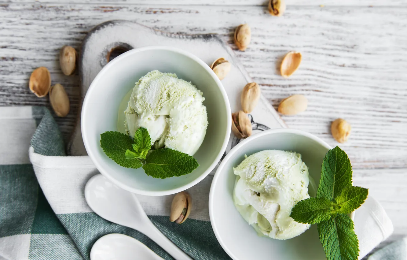 Photo wallpaper ice cream, nuts, dessert, pistachio, Olena Rudo