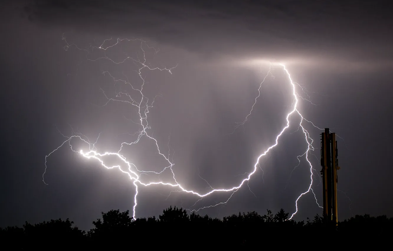 Photo wallpaper storm, Lightning, power, Mother Nature