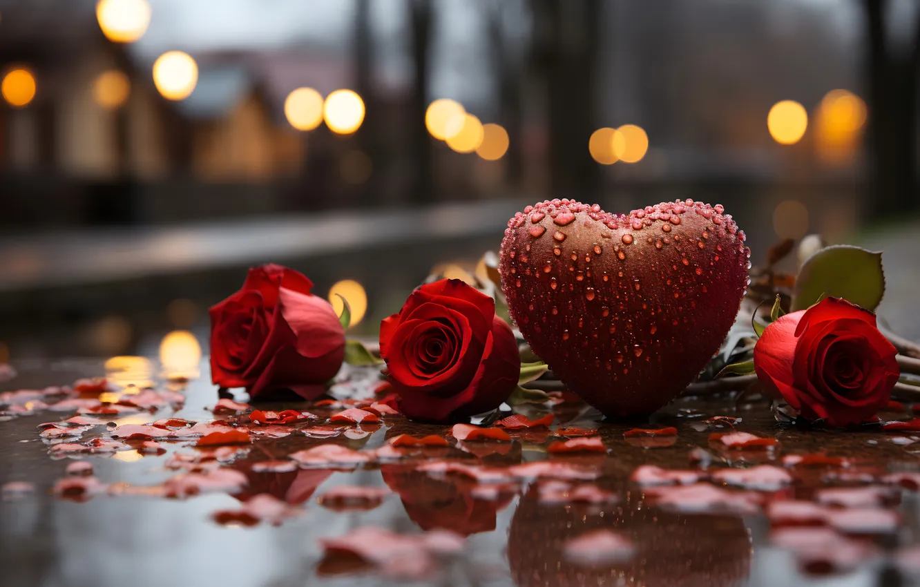 Photo wallpaper love, romance, heart, red, love, Valentine's day, heart, romantic