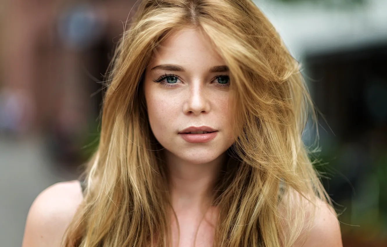 Photo wallpaper look, close-up, face, background, model, portrait, makeup, hairstyle