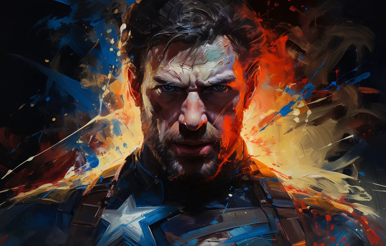 Photo wallpaper colors, Marvel, Captain America, superhero, Chris Evans, Steve Rogers, ai art