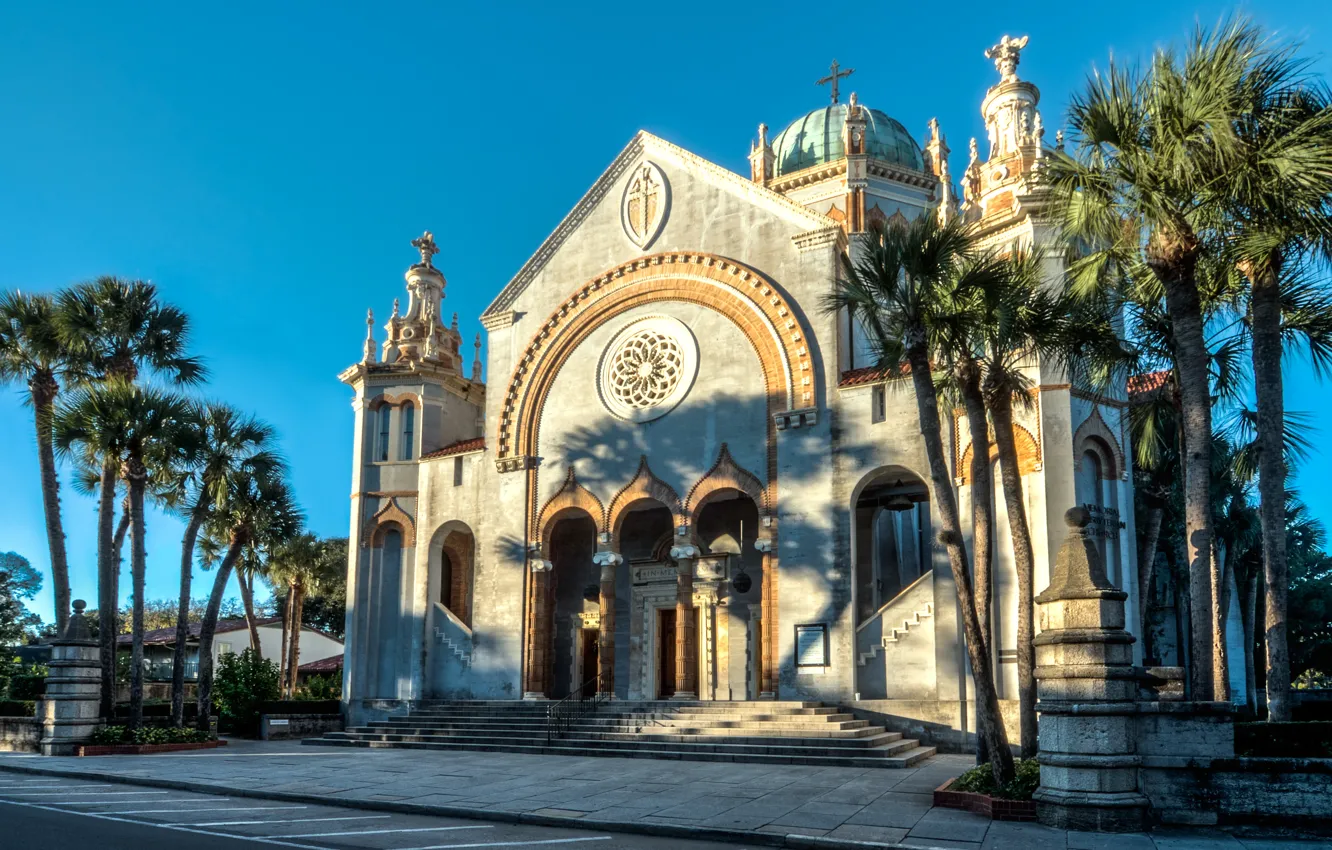 Photo wallpaper the sky, palm trees, FL, ladder, Church, USA, USA, sky