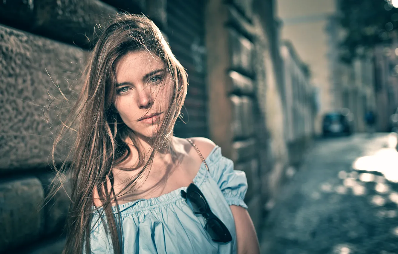 Photo wallpaper look, hair, portrait, glasses, the beauty, Graceful Serenity