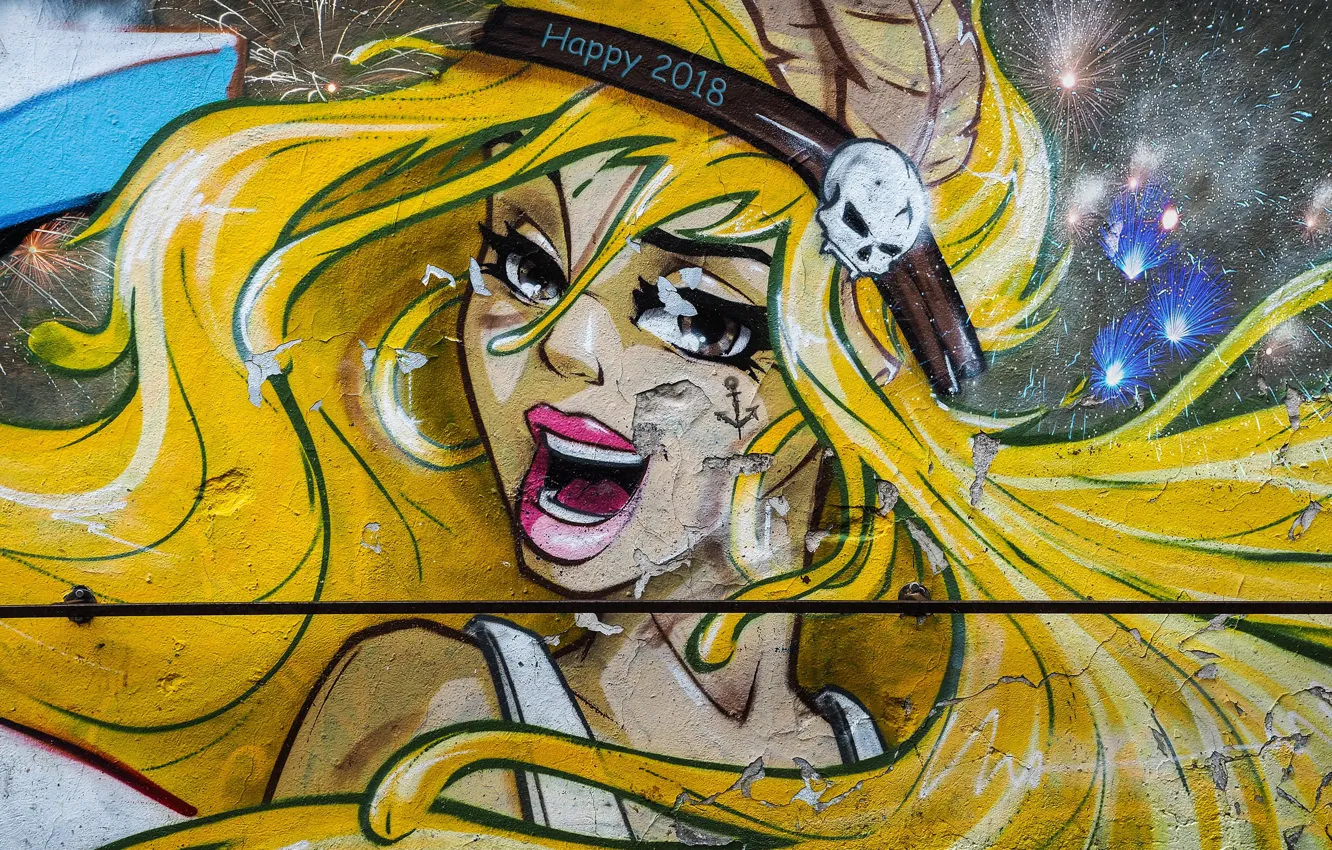 Photo wallpaper wall, graffiti, figure