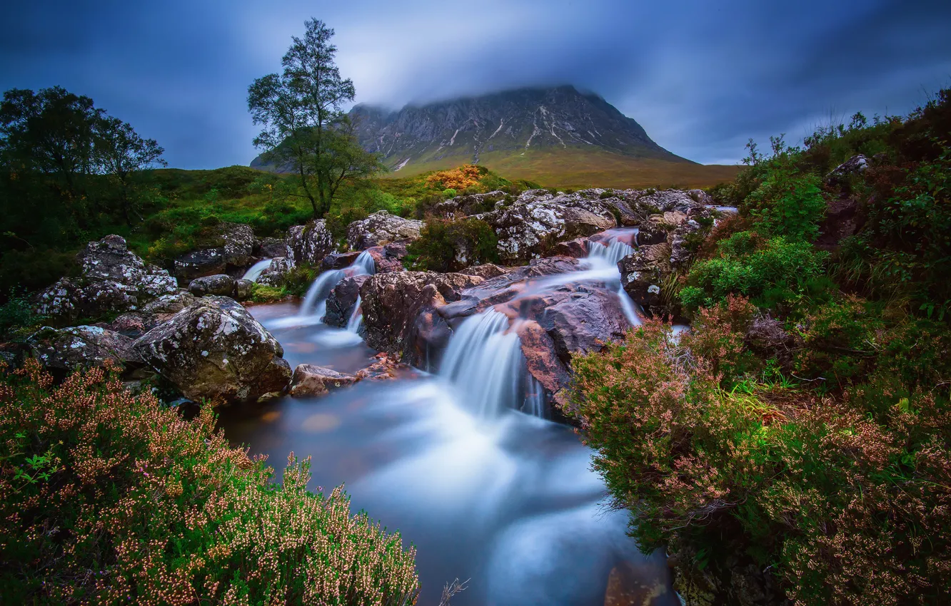 Photo wallpaper water, mountain, stream, Scotland, Highland, Badlands Etive Mòr