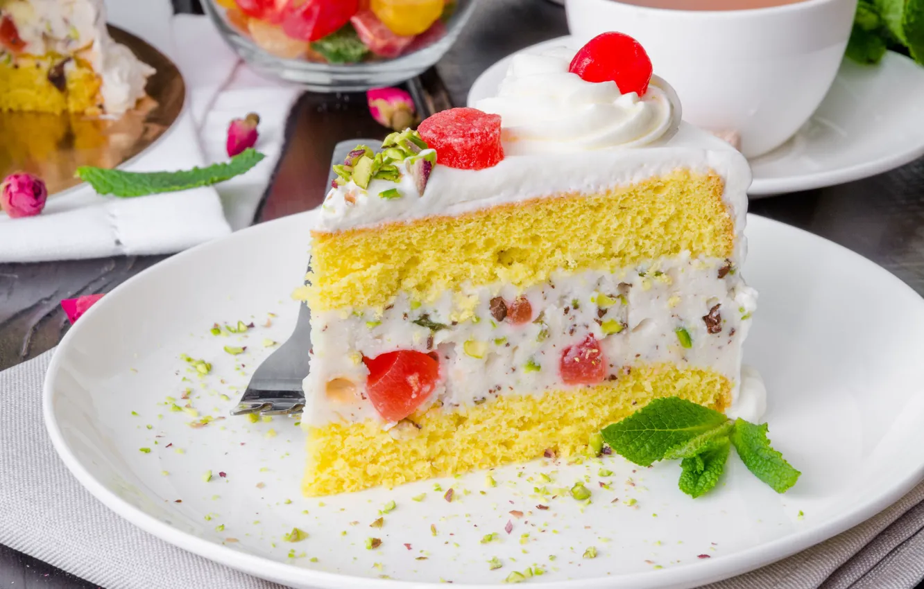 Photo wallpaper berries, cake, cream, Sicilian cassata