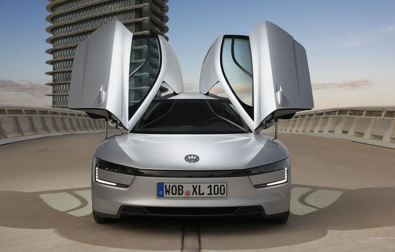 Photo wallpaper Volkswagen, XL1, on the bridge