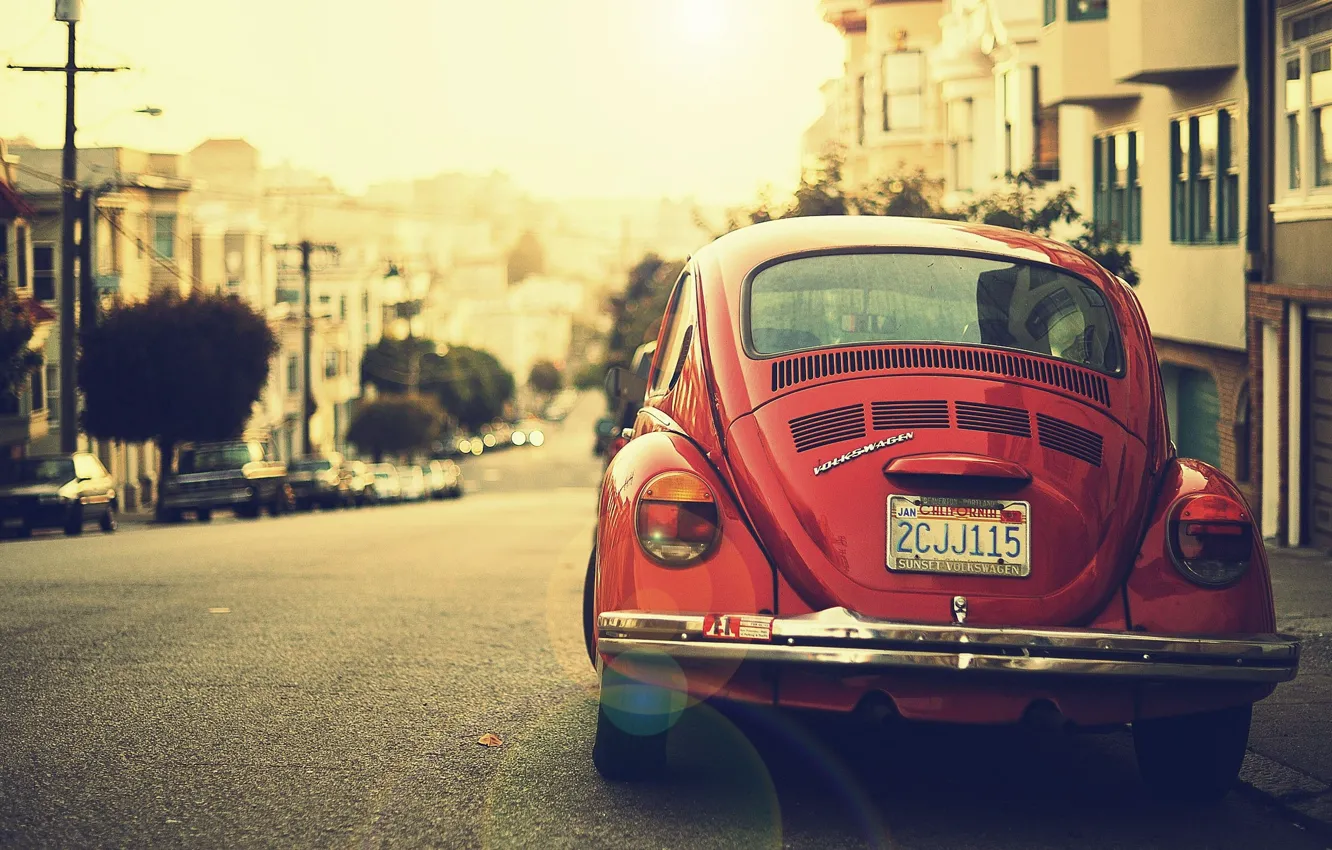 Photo wallpaper auto, the city, transport, street, volkswagen, vintage, rarity, beetle