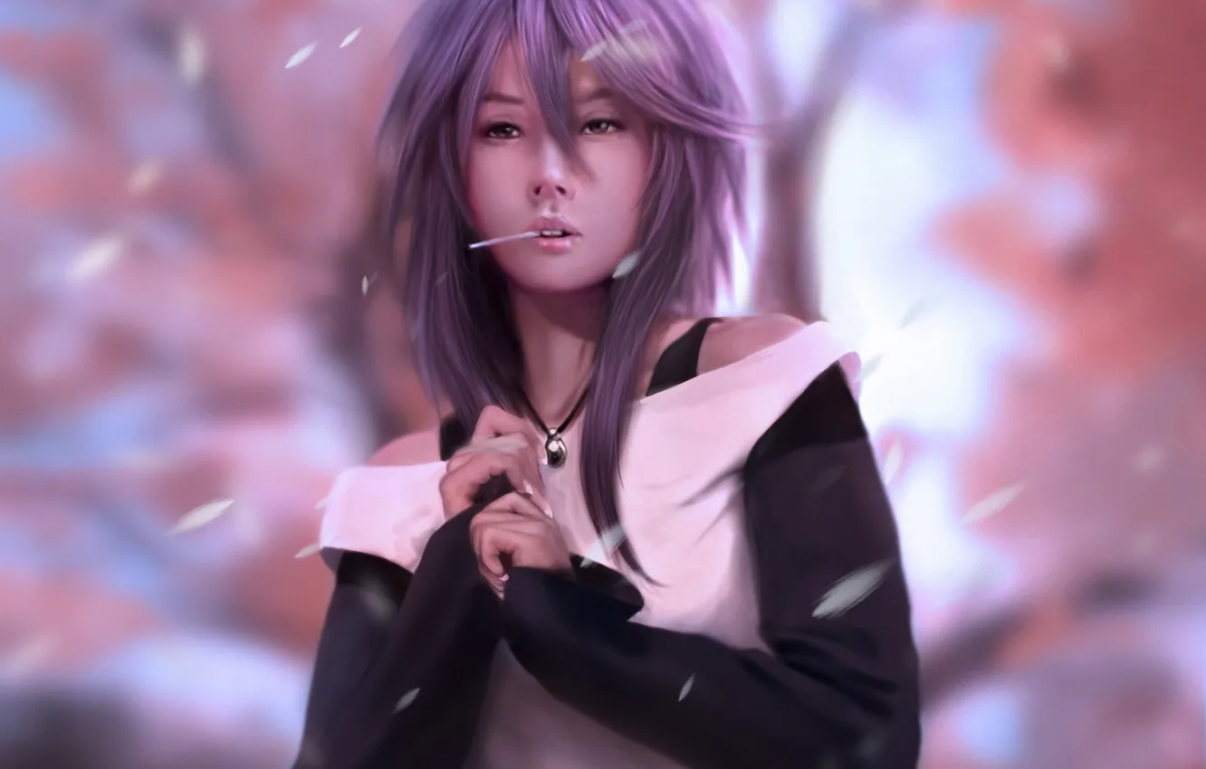 Photo wallpaper girl, hands, Sakura, art, lollipops, Rosario Vampire, Shirayuki Mizore