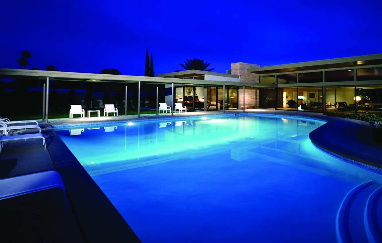 Photo wallpaper mood, Villa, the evening, pool
