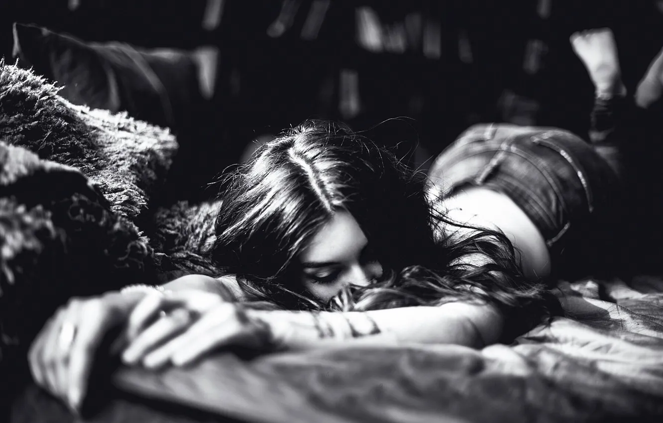 Photo wallpaper ass, jeans, legs, b & W photo