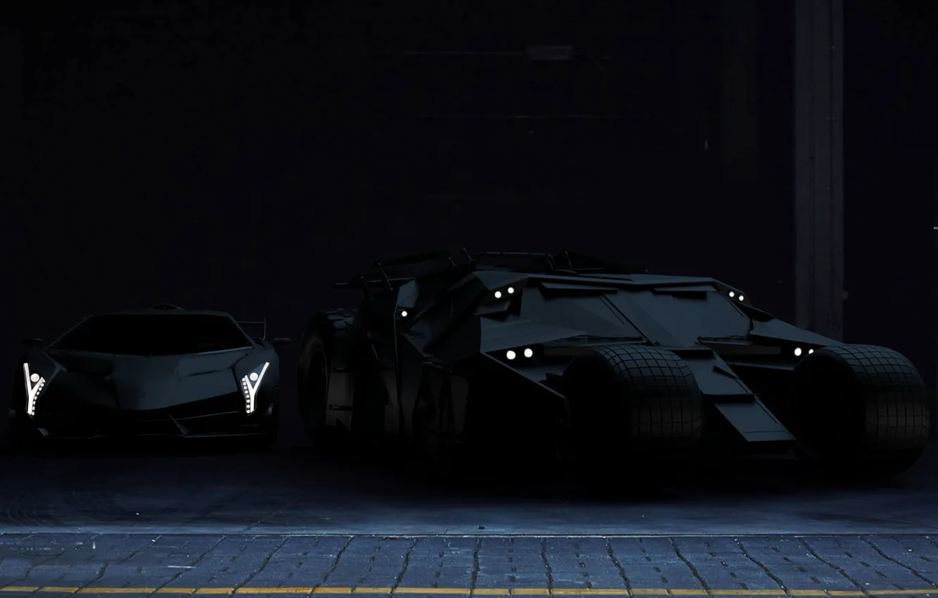 Photo wallpaper machine, auto, black, Lamborghini, Matt, Batman, Lambo, Batmobile