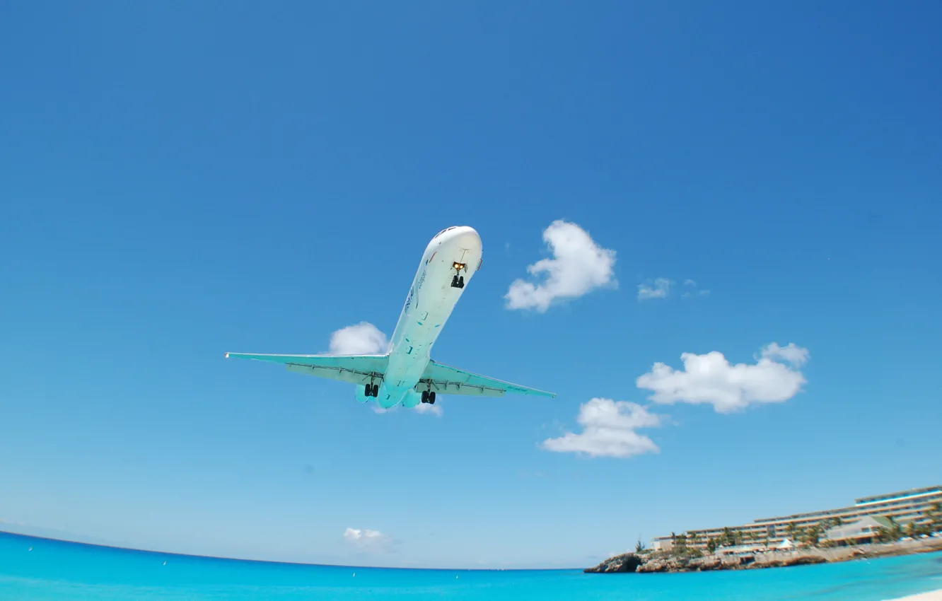Photo wallpaper sea, water, aviation, the ocean, landscapes, home, aircraft, the hotel