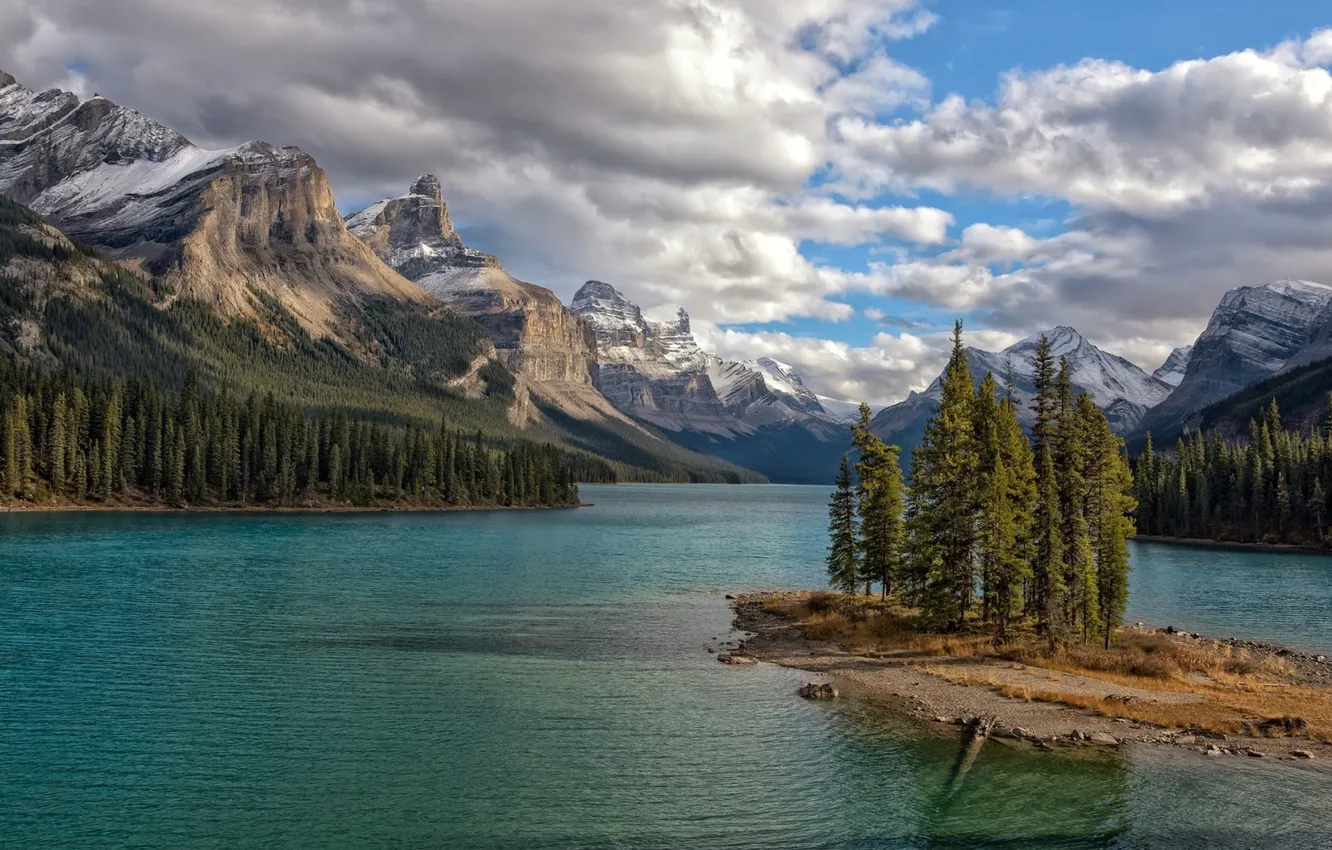 Photo wallpaper landscape, mountains, nature, lake, beauty, Canada, Albert, Jasper National Park