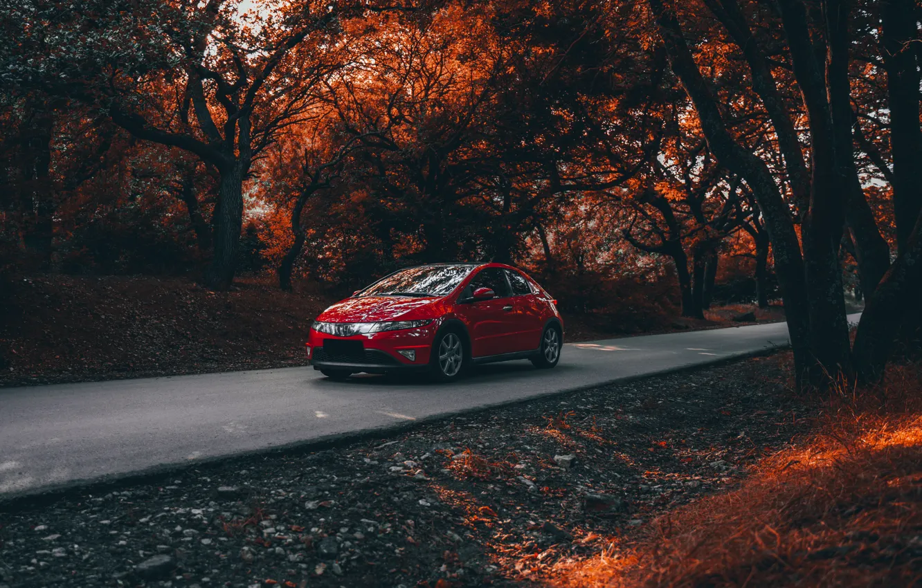 Photo wallpaper red, honda, civic