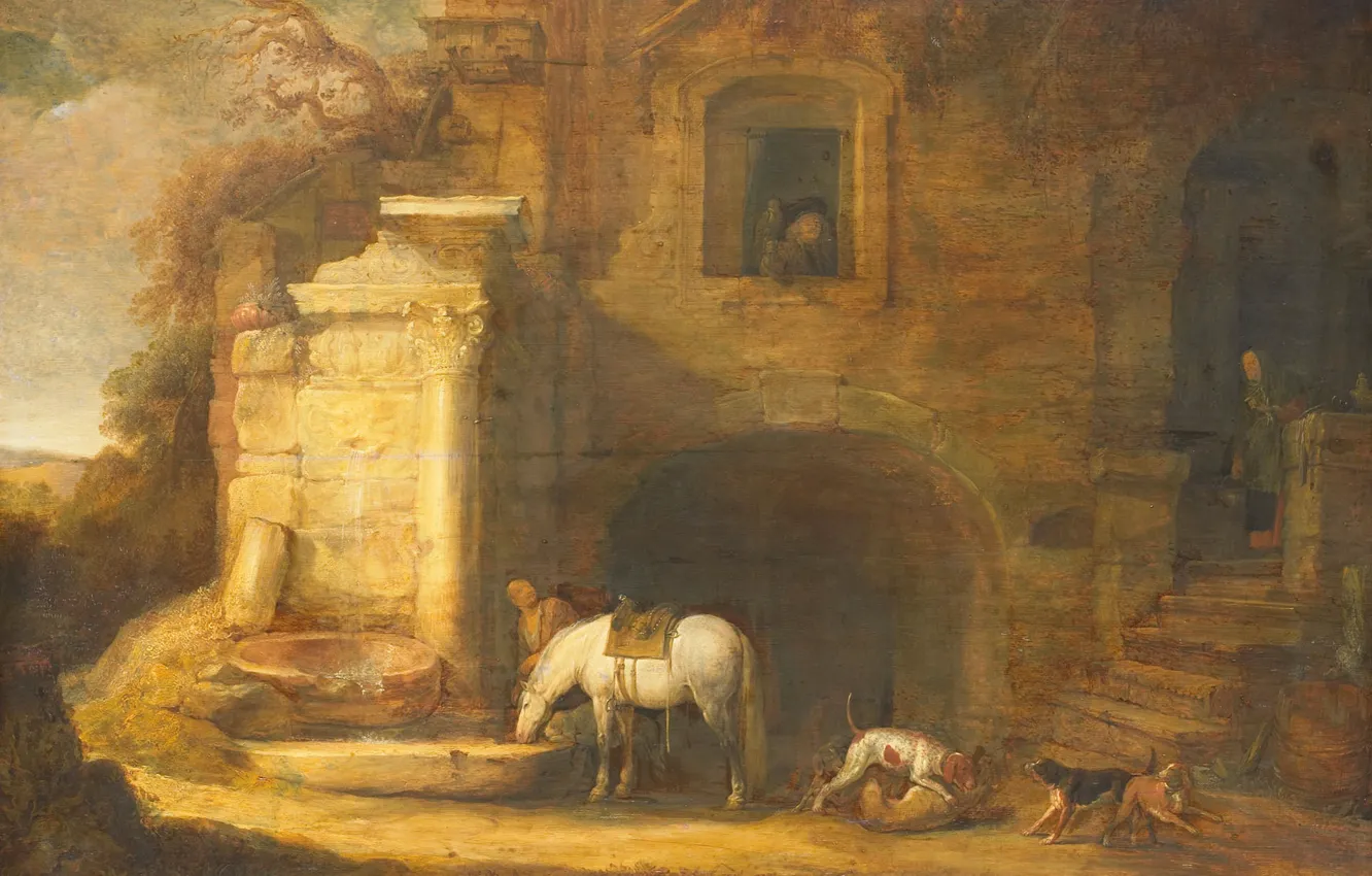Photo wallpaper picture, Simon de Vlieger, Sokolnichy's Return home, oil, 1637, Simon de Vlieger