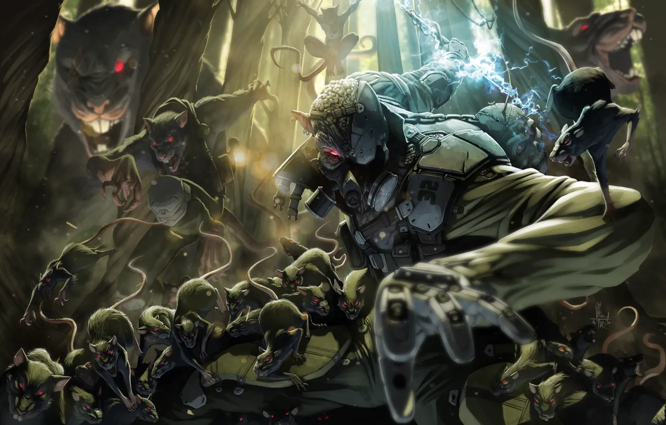 Photo wallpaper fiction, animal, monster, armor, a lot, rat, art, rodent