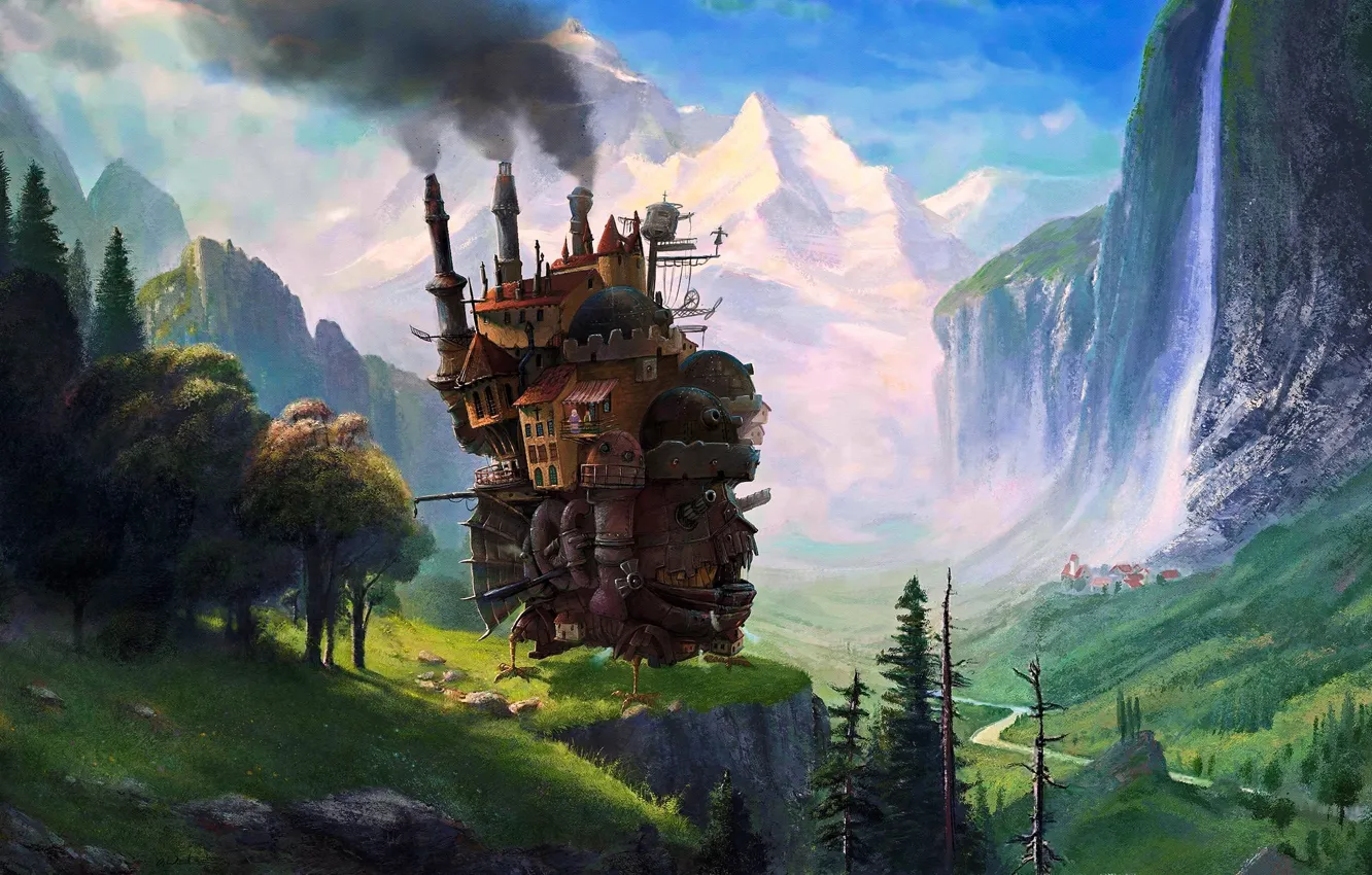Photo wallpaper art, Hayao Miyazaki, Howl's moving castle, Howl's Moving Castle