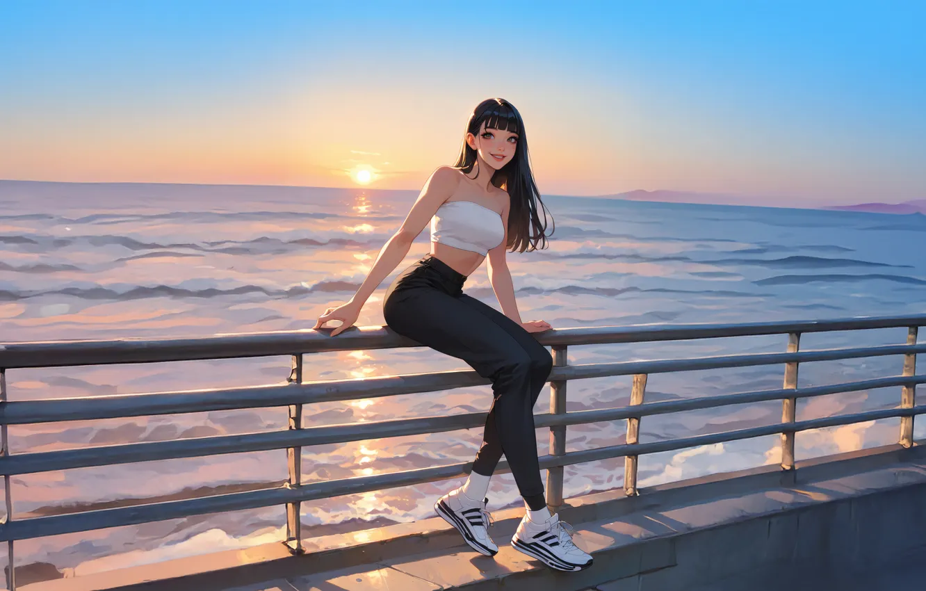 Photo wallpaper girl, beach, asian