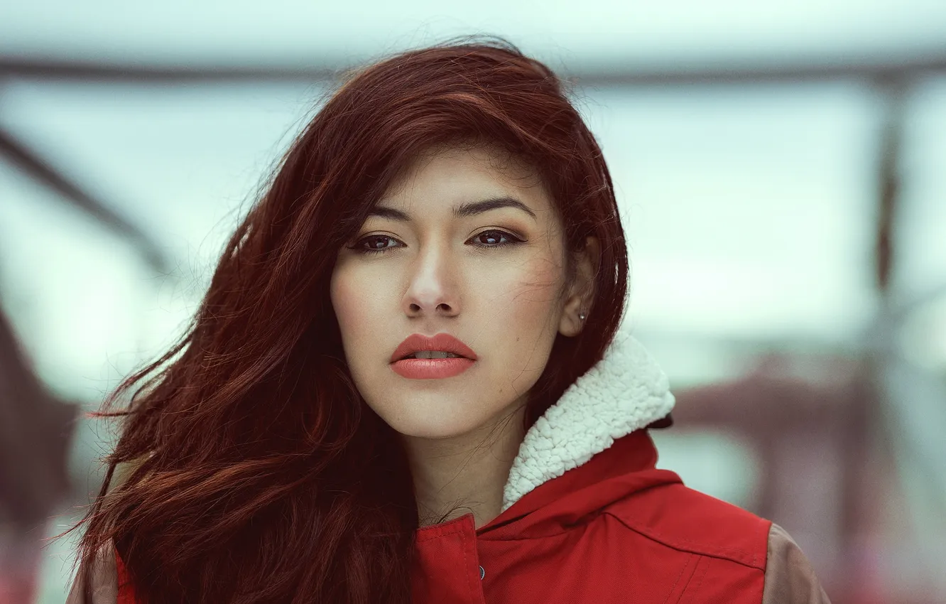 Photo wallpaper look, girl, face, background, hair, lips