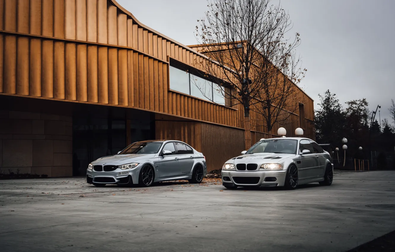 Photo wallpaper bmw, grey, e46, f80, m3