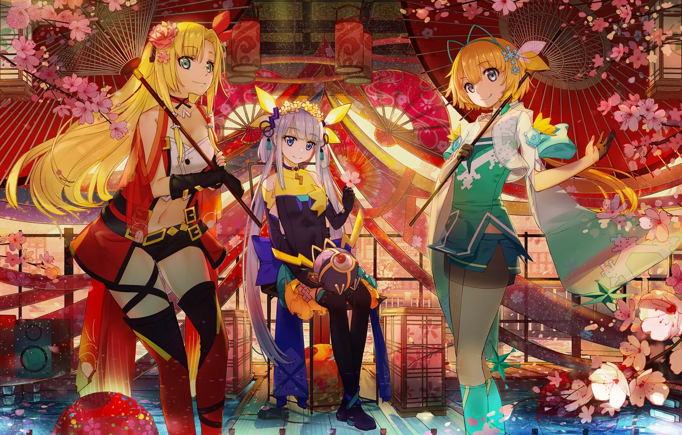 Photo wallpaper girls, anime, trio