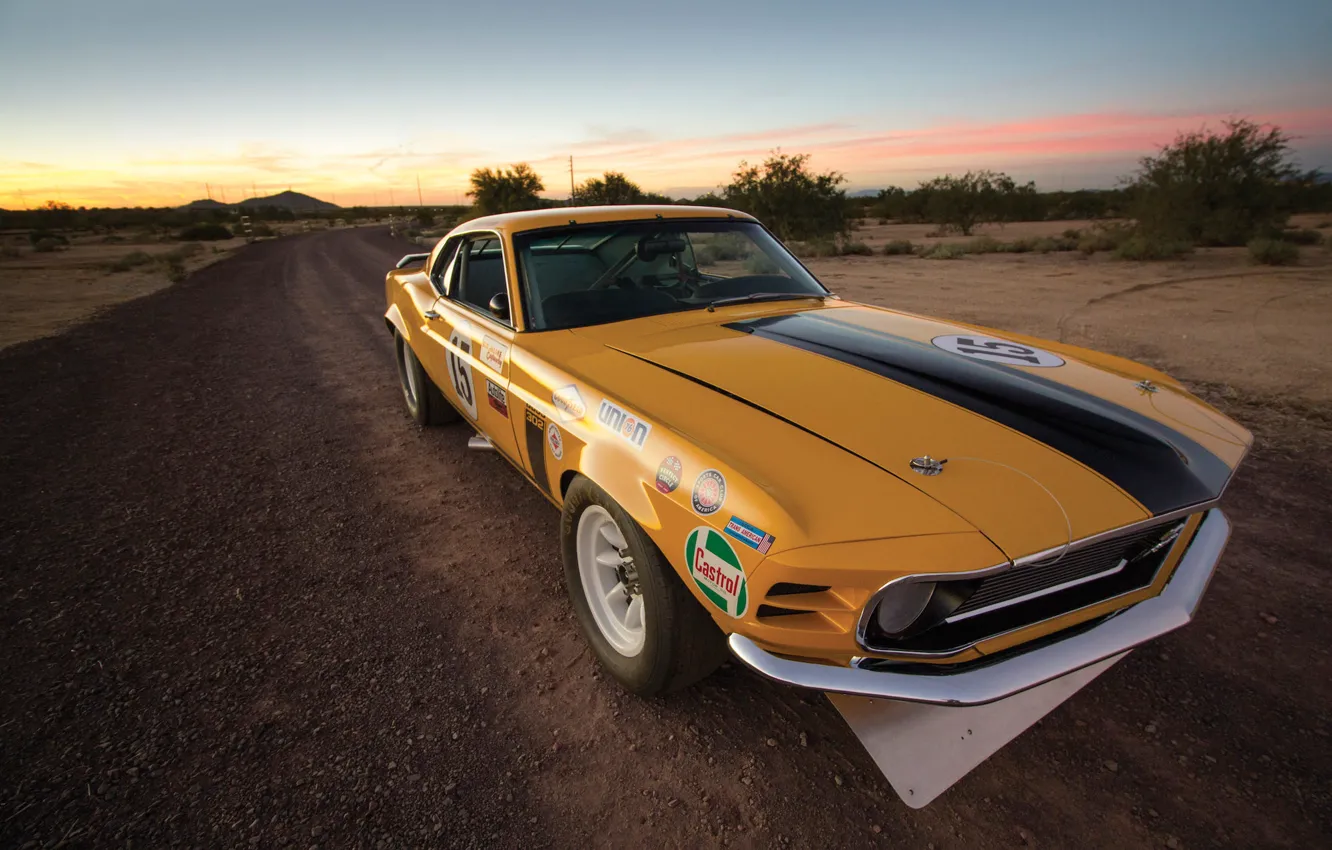 Photo wallpaper Mustang, Ford, Boss 302, muscle car, 1970, race, Legend, TransAm