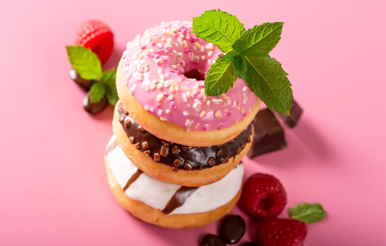 Photo wallpaper berries, donuts, dessert, glaze, Iryna Melnyk