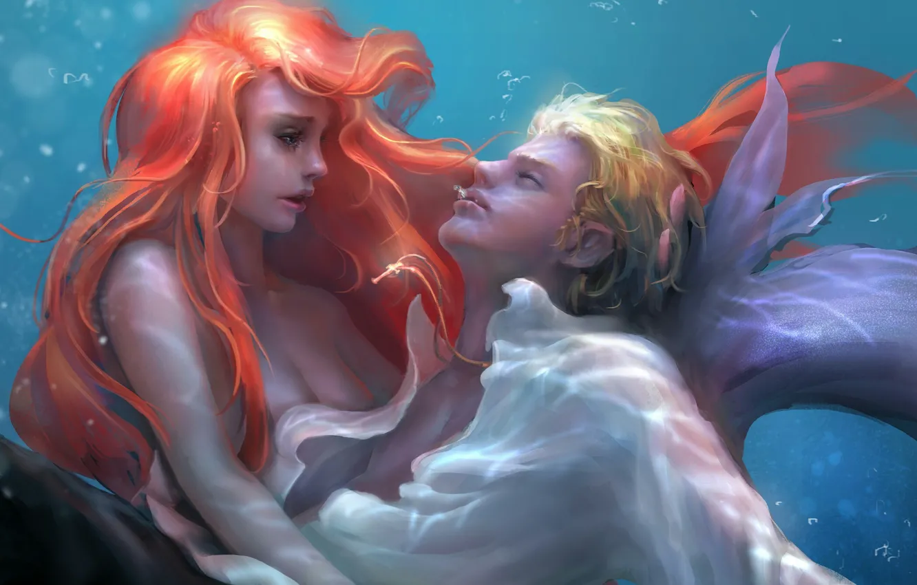 Photo wallpaper water, the ocean, mermaid, guy