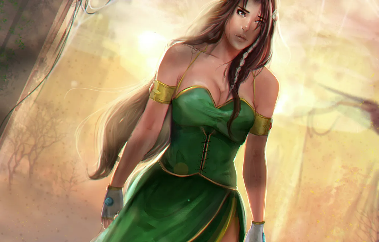 Photo wallpaper girl, hair, dress, art, long