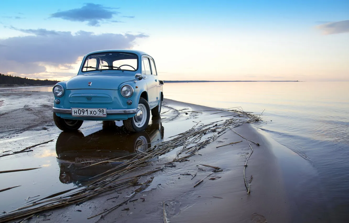 Photo wallpaper sea, machine, the sky, shore