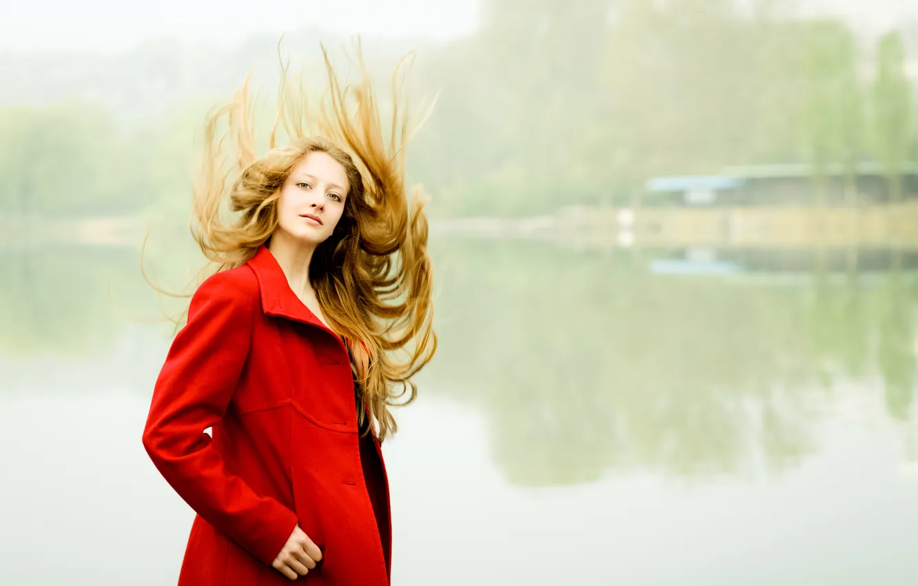 Photo wallpaper red, redhead, coat