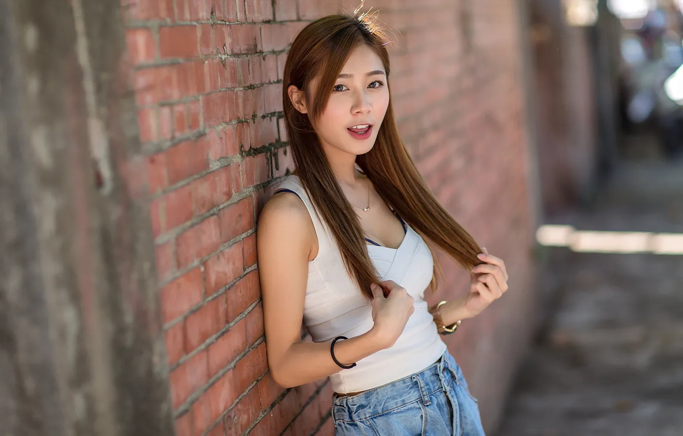 Photo wallpaper look, girl, hair, Asian