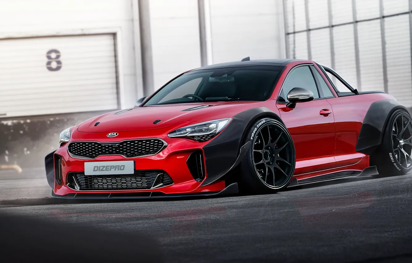 Photo wallpaper Red, Auto, Machine, KIA, Rendering, Stinger, DizePro, Dmitry Strukov