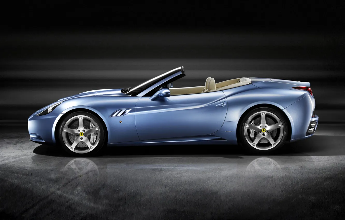 Photo wallpaper Auto, Blue, Machine, Ferrari, Convertible, Ferrari, California, Sports car
