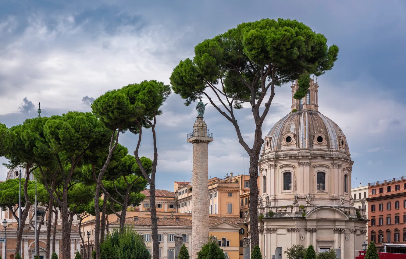 Photo wallpaper trees, Rome, Italy, Church