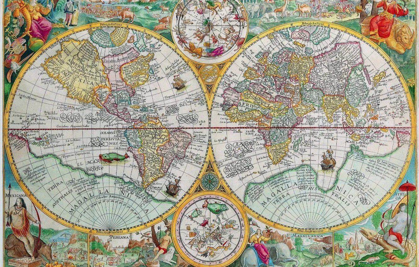 Photo wallpaper the world, figure, map, continents