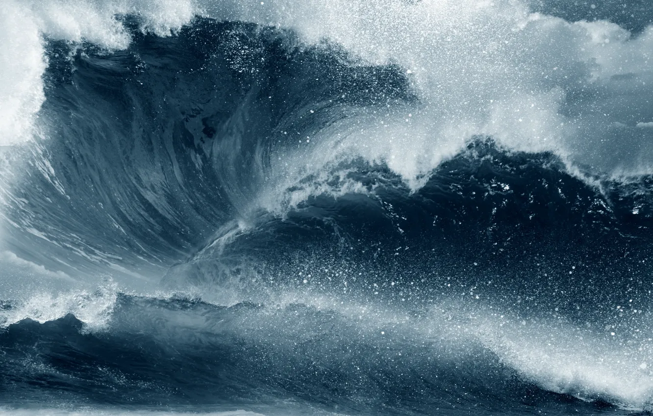 Photo wallpaper sea, wave, foam