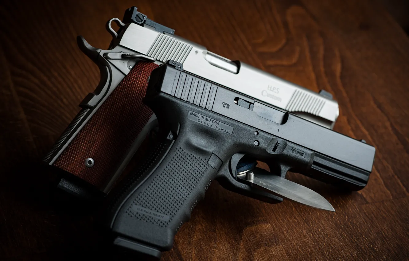 Photo wallpaper gun, pair, knife