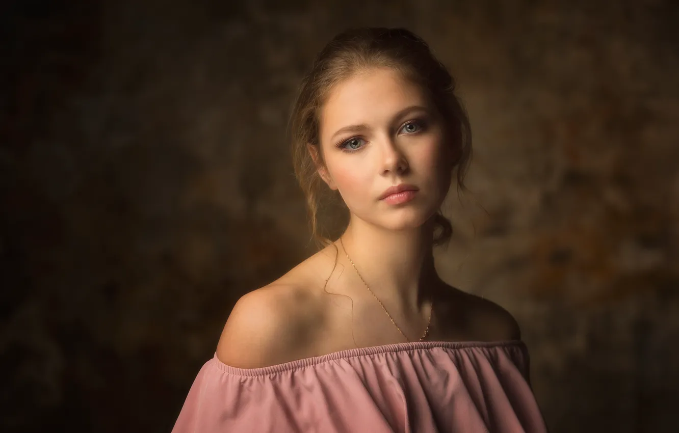 Photo wallpaper look, girl, face, background, portrait, shoulders, Anastasia, Alexey Nazarov