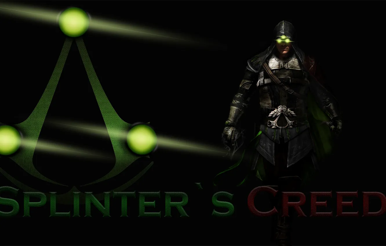 Photo wallpaper green, logo, splinter cell, Assassin's Creed, mix