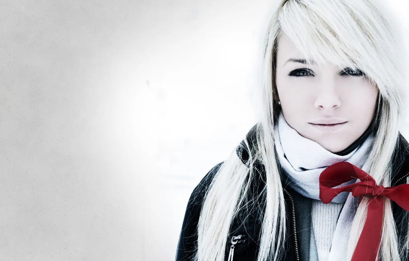 Photo wallpaper red, blonde, bow