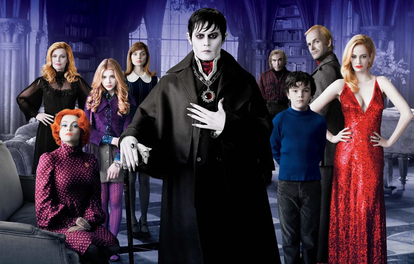 Photo wallpaper Johnny Depp, Helena Bonham Carter, Eva Green, Dark Shadows, Michelle Pfeiffer, a Tim Burton movie, …
