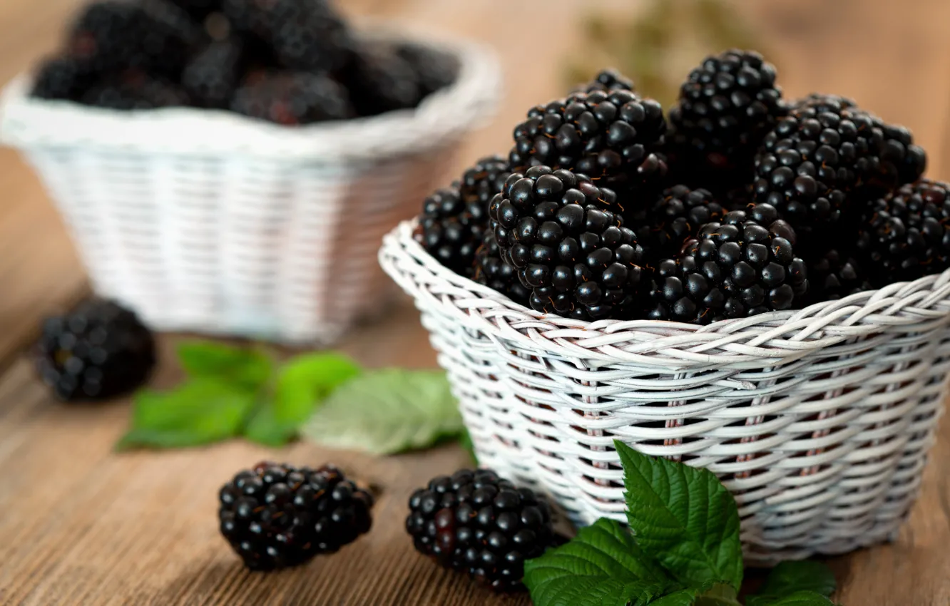 Photo wallpaper berries, food, basket, BlackBerry